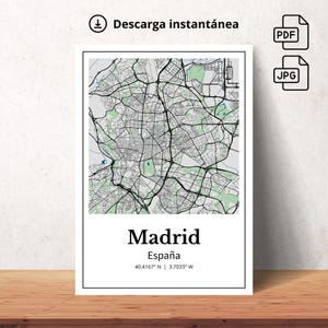 Madrid Spanien Karte - Minimalistisches druckbares digitales Poster für Büro- und Heimdekoration, dekorativer Wandkunstdruck - Download