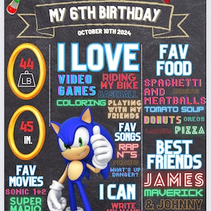 Tabla de hitos del cumpleaños de Sonic the Hedgehog Kids