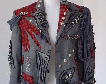Anarchy in Fabric – Grunge Blazer with Metal Accents