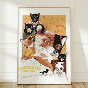Fantastic Mr. Fox Movie Poster - Wes Anderson Animation Wall Art - Vintage Film Print - Perfect Gift for Film Lovers
