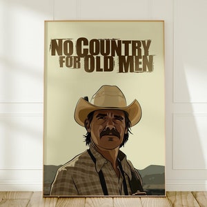 No Country for Old Men - Filmplakat, Javier Bardem, Tommy Lee Jones Wandkunst, Filmdekor, Krimi-Drama Print