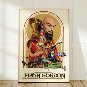 Affiche Flash Gordon - art mural film de science-fiction rétro - impression de film vintage - oeuvre d'art classique culte - décoration aventure spatiale