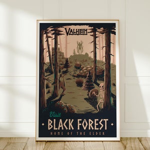 Valheim Poster - Schwarzwald Kunstdruck - Wikinger Überlebens Spiel Wandkunst - Videospiel Zimmer Dekor - Gamer Geschenkidee