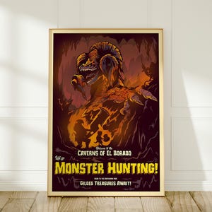 Monster Hunting Poster, Video Game Art, Gaming Room Decor, High Quality Print, Fantasy Game Decor, Gift for Gamers