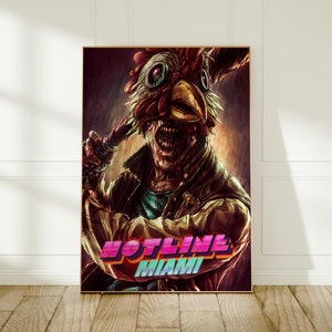 Hotline Miami Poster, Retro Game Wall Art, Neon Noir Aesthetic Wall Decor, High Quality Print, Unique Gift for Gamers