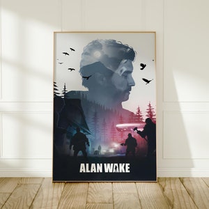 Alan Wake-poster - sfeervol gamingkunstwerk - modern muurdecor voor gamers - Alex Casey fan cadeau