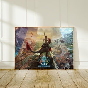 Póster de ARK Survival Ascended, arte de pared de juego de supervivencia, decoración de sala de juegos, impresión de bellas artes, regalo perfecto para jugadores
