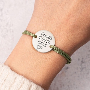 Personalized Women&#39;s Bracelet Engraved First Names, Women&#39;s Cord Bracelet, Customizable Jewelry for Women, Personalized Birth Gift for Mom