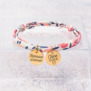 Personalized Liberty Bracelet for Women, Personalized Godmother Bracelet, Engraved Godmother Jewelry, Personalized Godmother Gift, Baptism Bracelet