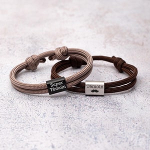 Personalized Engraved Wedding Witness Bracelet, Personalized Men's Cord Bracelet, Wedding Witness Gift, Witness Request, Engraved EVG Bracelet