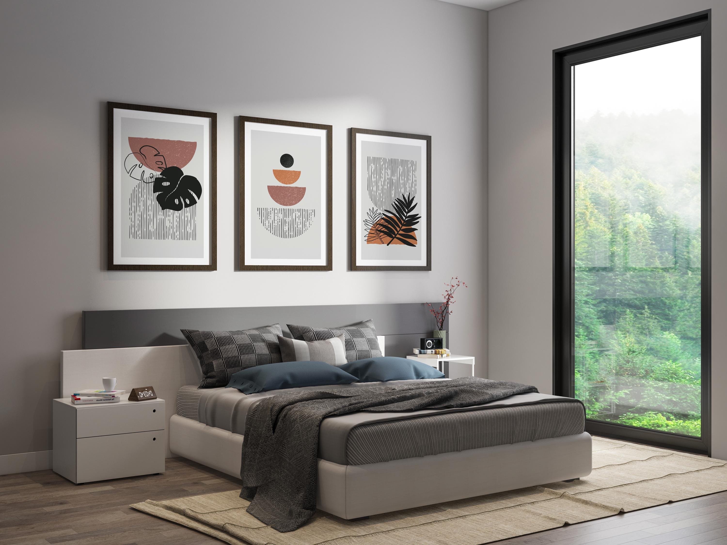 Modern Minimalist Neutral Art set of 3 Frames Abstract Prints for Wall ...