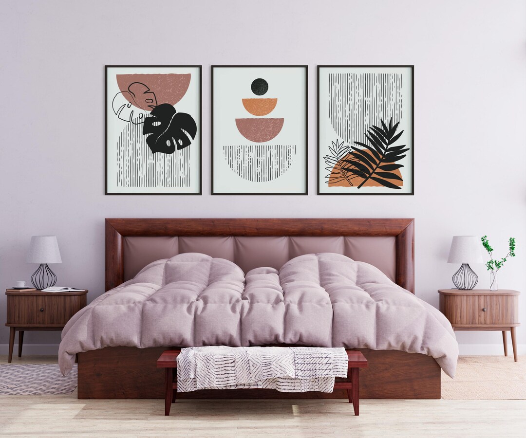 Modern Minimalist Neutral Art set of 3 Frames Abstract Prints for Wall ...