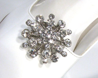 Wedding Shoe Clips Snowflake White Rhinestones 1 Pair Jewelry Prom Shoes Accessories Winter Bride