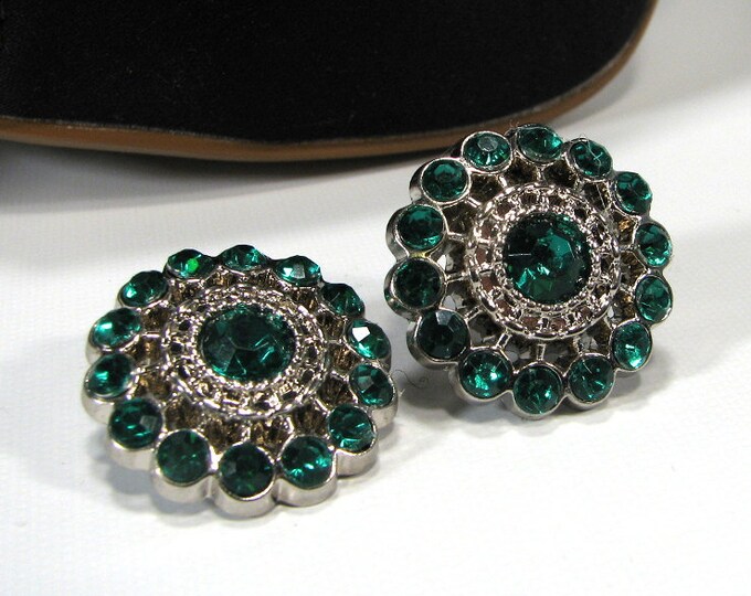 Green Rhinestone Shoe Clips Jewelry for Your Shoes Wedding Etsy