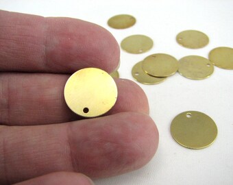 Gold Charms Jewelry Makers Destash! Round Blanks w Holes Gold Tone Charms Tags Stampings Supplies for DIY Crafts Jewelry Making 13 Charms