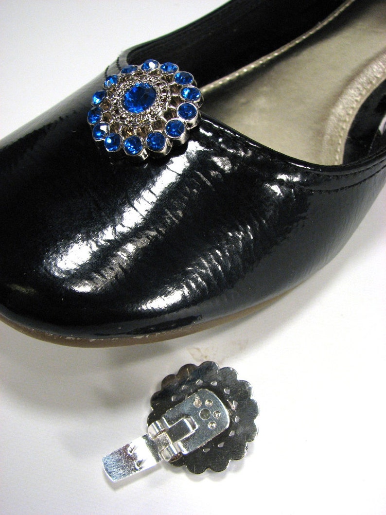 Something Blue Shoe Clips Royal Blue Sapphire Blue Rhinestone Etsy