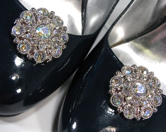 Shoe Clips AB Rhinestone Cluster Round Prom Wedding Jewelry for your Shoes 1 Pair Shoeclips