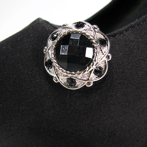 Shoe Clips Black Faceted Acrylic Center Silver Detail Shoe Accessories 1 Pair Jewelry for your Shoes Shoeclip