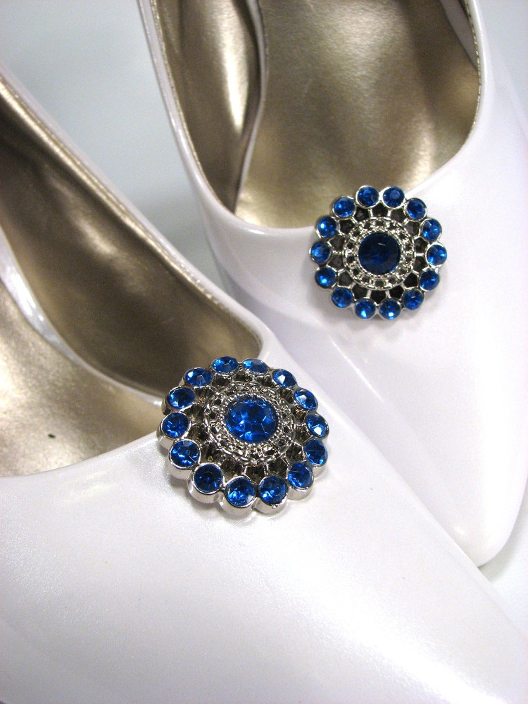 Something Blue Shoe Clips Royal Blue Sapphire Blue Rhinestone Vintage