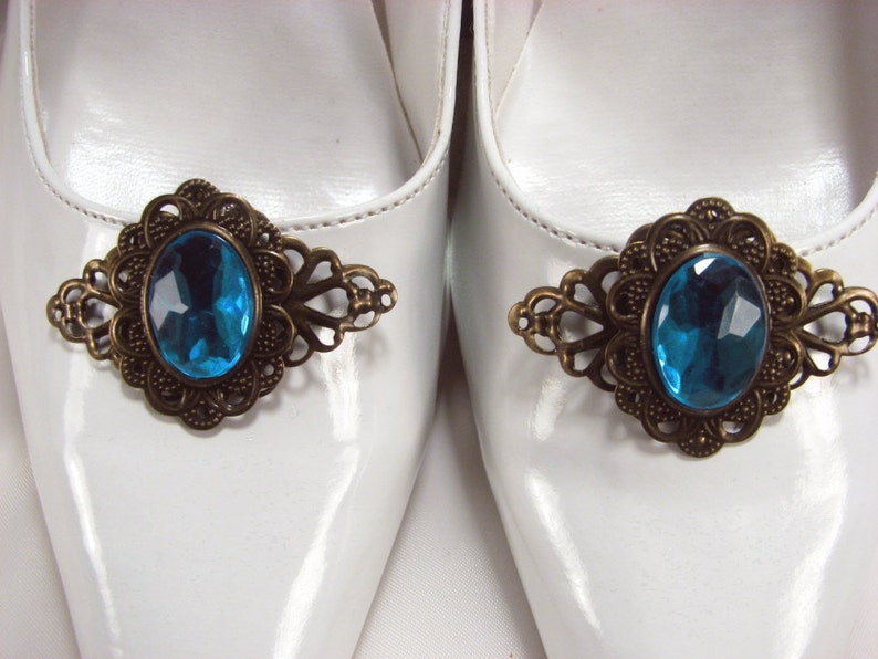 Jet Black Shoe Clips Fancy Filigree Jewelry for your Feet 1 Pair