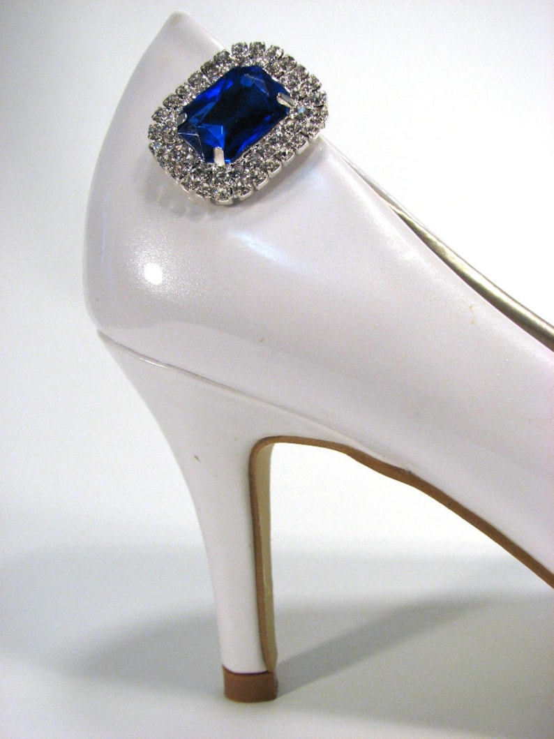 Stunning Sapphire Blue Shoe Clips Royal Blue Rows of White Etsy