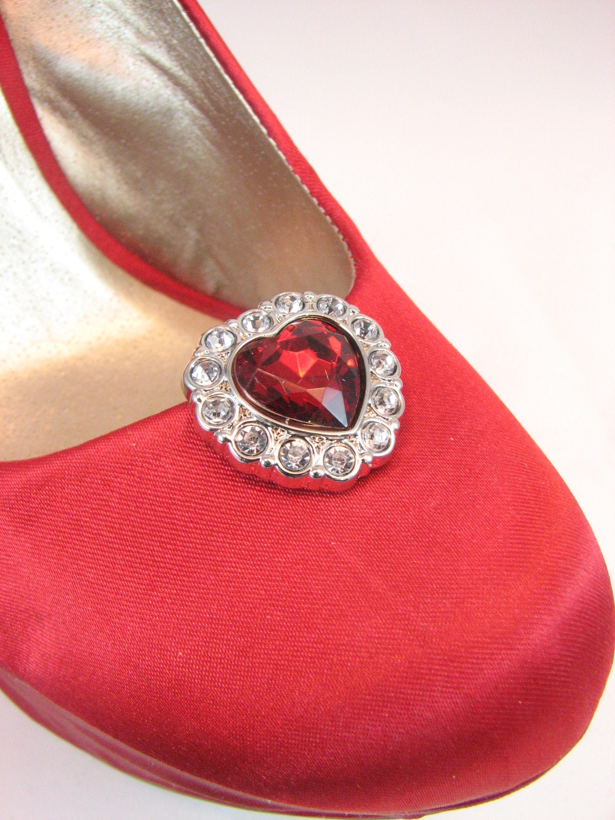 Red Shoe Clips Dark Red Heart Shape Shoe Clip Accessories Etsy
