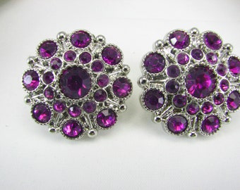 Shoe Clips Magenta Rhinestone Orchid Violet Cluster Round Shoeclips for Prom Wedding Jewelry for your Shoes 1 Pair Shoe Brooch