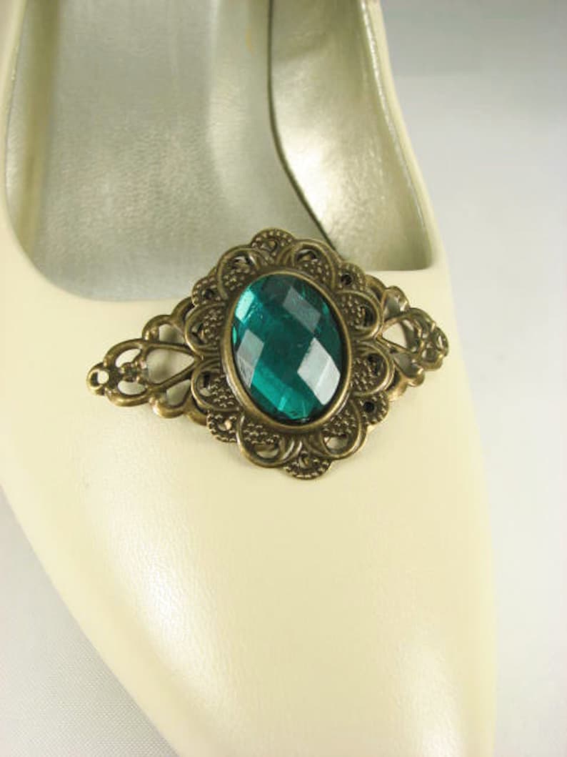 Jet Black Shoe Clips Fancy Filigree Jewelry for your Feet 1 Pair