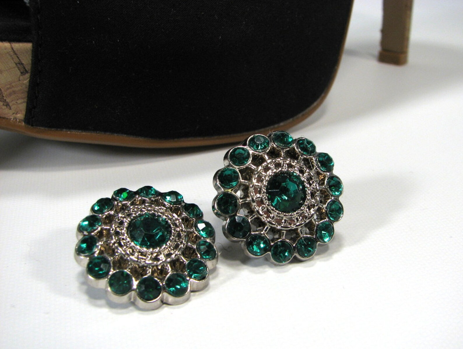 Green Rhinestone Shoe Clips Jewelry for Your Shoes Wedding Etsy UK