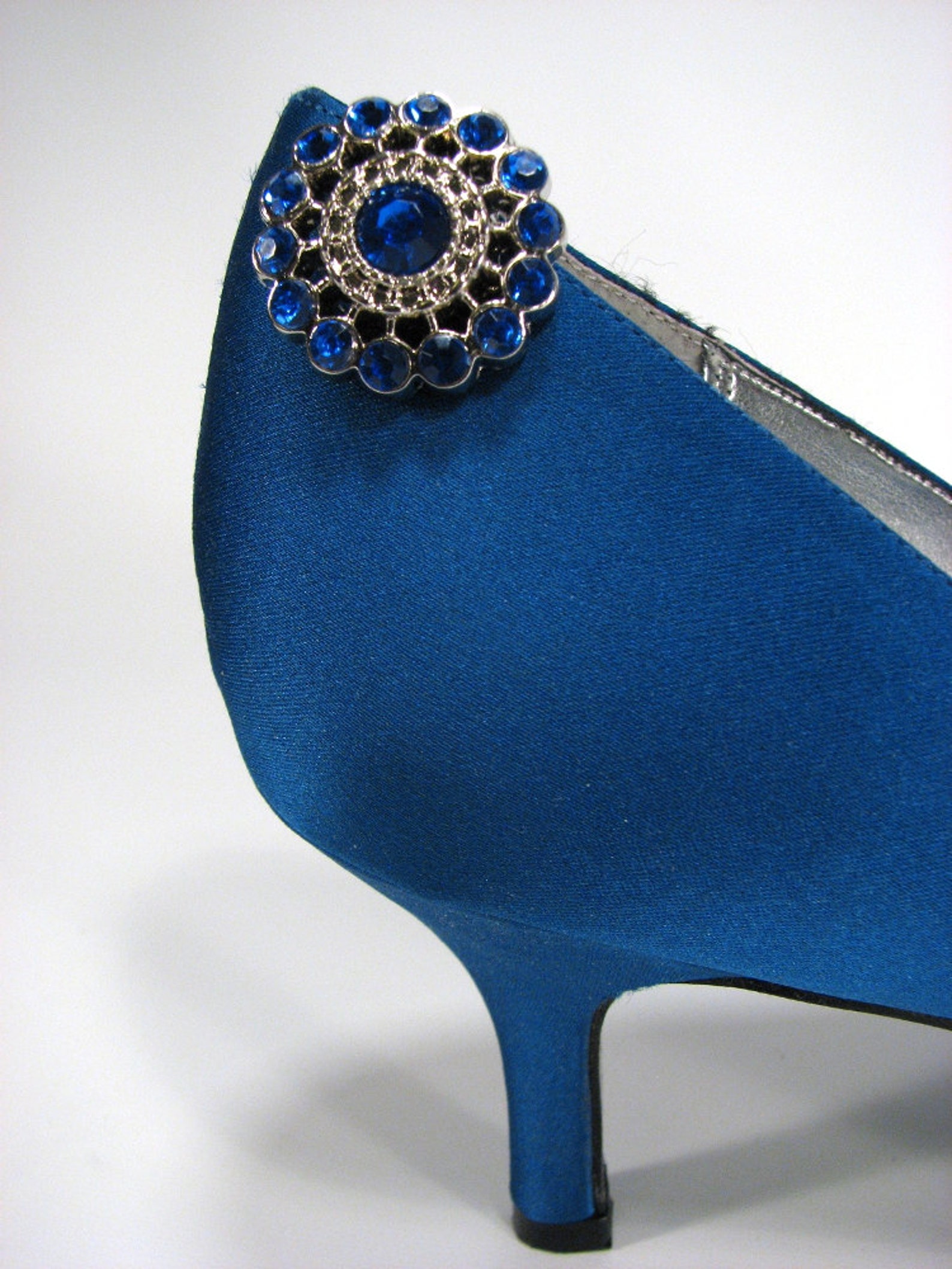 Something Blue Shoe Clips Royal Blue Sapphire Blue Rhinestone Etsy