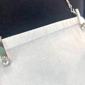 Rhinestone Dinner Napkin Clip Upcycle Nappy Bib Clip Clamp with Chain Serviette Holder Senior Dining Accessories Elderly Dining Mom Dad