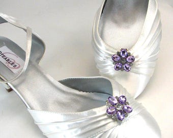 Shoe Clips Light Purple Flower Acrylic Stones Lavender (1 Pair) Prom Wedding Jewelry Shoe Accessories