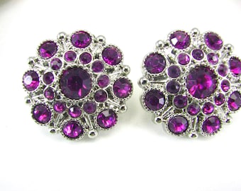 Shoe Clips Orchid Violet Rhinestone Cluster Round Shoeclips Prom Wedding Shoe Jewelry Brooch 1 Pair