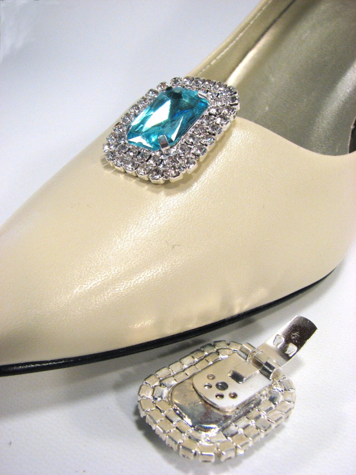 Aqua Blue Rhinestone Shoe Clips Turquoise Blue Marine Blue Etsy