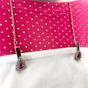 Dinner Napkin Clip Upcycle Nappy Bib Clip Linen Clamp Pink Rhinestone Chain Serviette Holder Senior Dining Accessory Elderly Dining Mom Dad