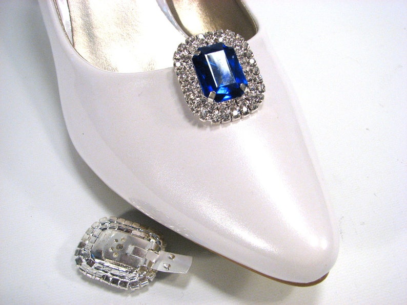 Stunning Sapphire Blue Shoe Clips Royal Blue Rows of White Etsy