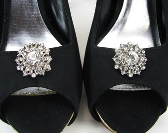 Shoe Clips Beautiful White Rhinestone Cluster Round Shoeclips 1 Pair Shoe Bling for Prom Wedding Jewelry for your Shoes