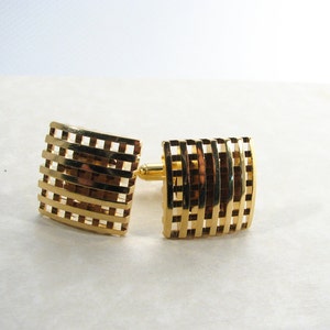 SALE! Mens Cufflinks Square Gold Lattice Design Handsome Accessories for Dad