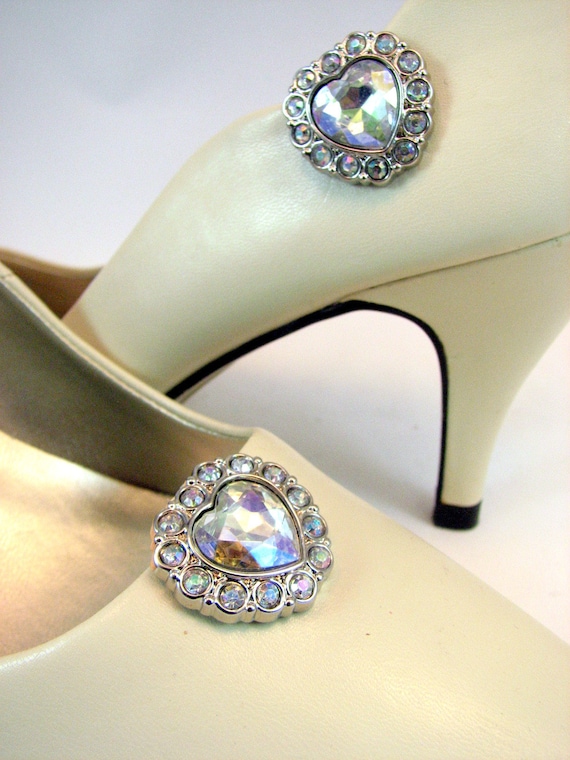 Shoe Clips Heart AB Iridescent Wedding Rhinestones Shoeclips  display picture 3