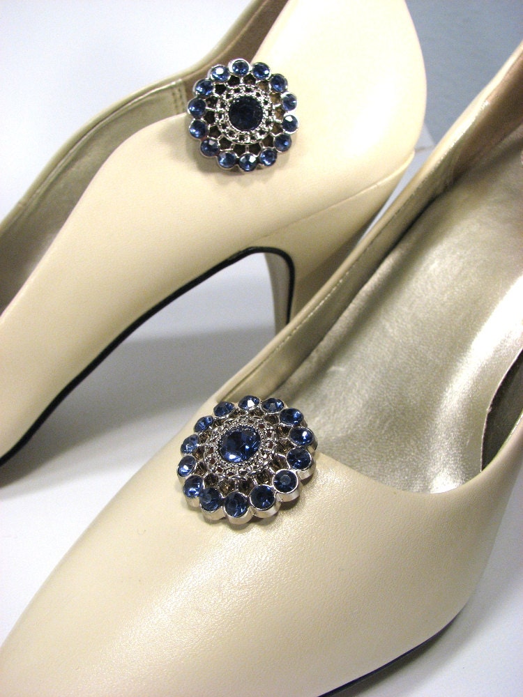 Blue Shoe Clips 1 Pair Midnight Blue Rhinestone Navy Blue Etsy