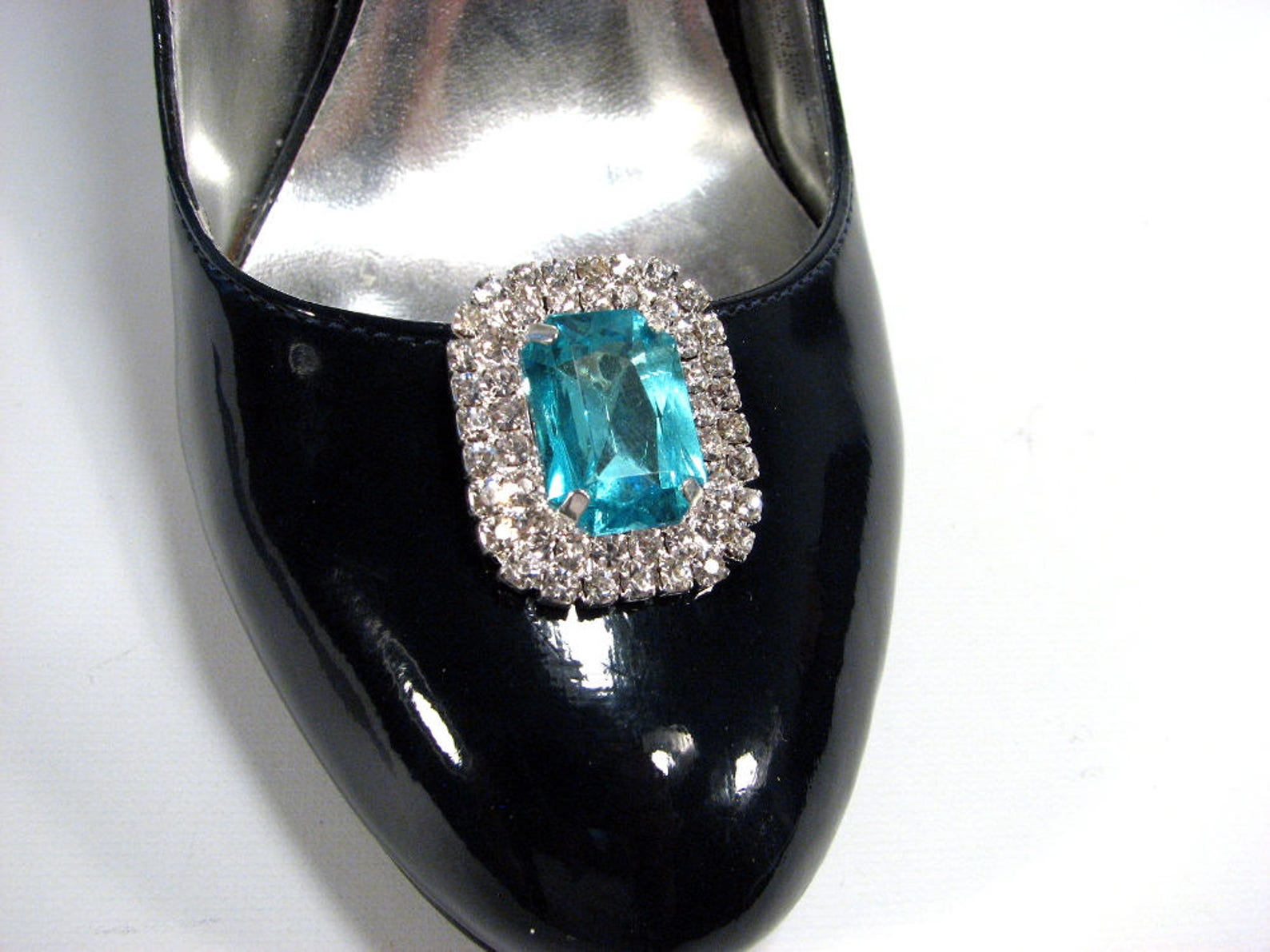 Aqua Blue Rhinestone Shoe Clips Turquoise Blue Marine Blue Etsy