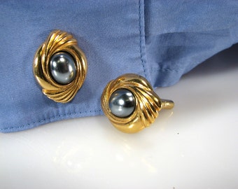 CLEARANCE Cuff Links for Dad Black and Gold  Upcycled for Men Women One of a Kind
