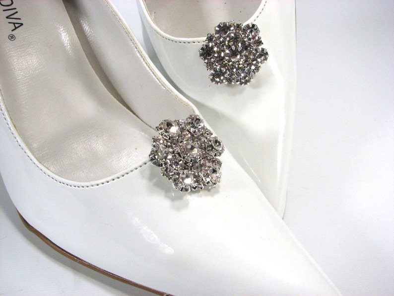 Rhinestone Shoe Clips Brilliant White Rhinestone Cluster 1 Etsy