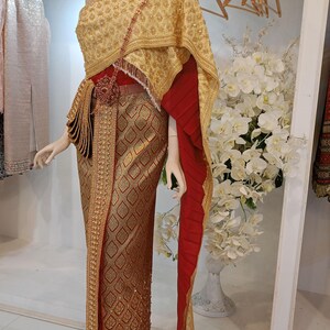 Gorgeous Thai Chakkrabath Bridal Dress| Thai/Khmer/Laos| Handwoven fabric| Handmade Embroider| Made to Measure| Personalization avail