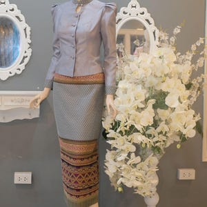 Beautiful Traditional Thai/Laos DressI Asian Mother of Bride DressI HandwovenI Temple Dress to make meritI Made to Measurement