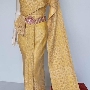 Gorgeous Thai Chakkri Bridal Dress| Thai/Khmer/Laos| Handwoven fabric| Handmade Embroider| Made to Measure| Personalization avail