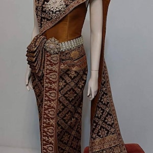 Gorgeous Thai Chakkri Bridal Dress| Thai/Khmer/Laos| Handwoven fabric| Handmade Embroider| Made to Measure| Personalization avail