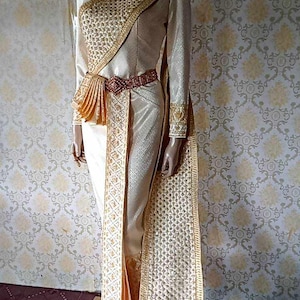Stunning Thai Sivalai Bridal Dress| Thai/Khmer/Laos| Handwoven fabric| Handmade Embroider| Made to Measure| Personalization avail