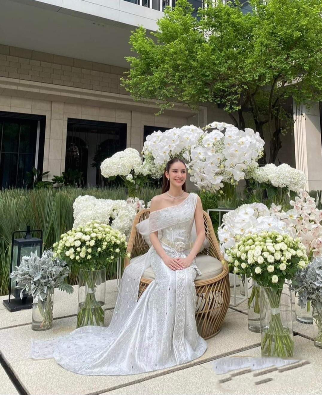 Luxury Thai Prayuk Bridal Dress - Hand-Embroidered Brocade Silk Couture, Made-to-Measure