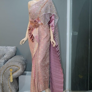 Luxury Thai Chakkrabath Bridal Dress| Thai/Khmer/Laos| Authentic Brocade Silk| Handmade Embroider| Made to Measure| Personalization avail